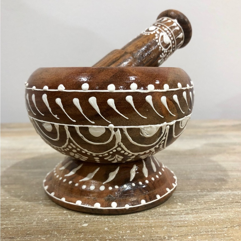 Natural Wood Mortar & Pestle - NWT